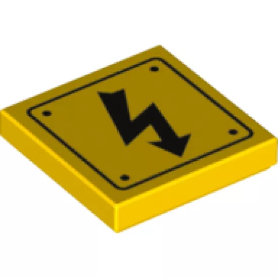 Tile 2 x 2 with Electricity Danger Sign and Rivets Pattern