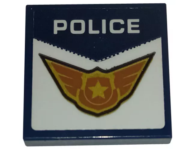 Tile 2 x 2 with White 'POLICE' and Gold Badge with Wings Pattern (Sticker) - Set 60210