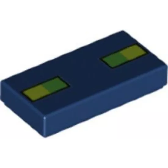 Tile 1 x 2 with Bright Green and Lime Squares Pattern (Minecraft Phantom Eyes)