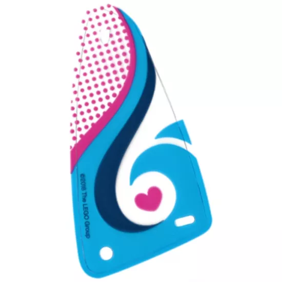 Plastic Part for Set 41347 - Triangular Sail with Magenta Heart and Dots, Dark Blue and Dark Azure Swirls Pattern