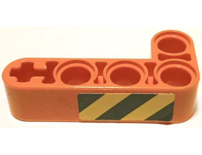Technic, Liftarm, Modified Bent Thick L-Shape 2 x 4 with Black and Yellow Danger Stripes Pattern on Outside Model Left Side (Sticker) - Set 42062