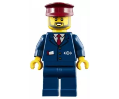 Dark Blue Suit with Train Logo, Dark Blue Legs, Dark Red Hat, Gray Beard