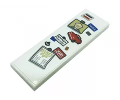 Tile 2 x 6 with Magnets, 'YADA', Car, 'Schmoopie 555-7X01', 'MONK'S Cafe' Menu, and Old Man Minifigure Photo Pattern (Sticker) - Set 21328