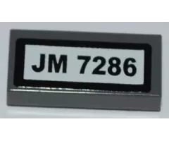 Tile 1 x 2 with 'JM 7286' Pattern (Sticker) - Set 7286