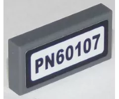 Tile 1 x 2 with Black 'PN60107' Pattern (Sticker) - Set 60107
