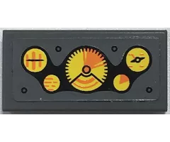 Tile 1 x 2 with Yellow Gauges Pattern (Sticker) - Set 76034