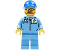 Medium Blue Uniform Shirt with Pocket and Octan Logo, Medium Blue Legs, Blue Cap with Hole