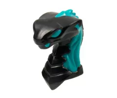 Minifigure, Head, Modified Snake, Cobra with Closed Mouth with Dark Turquoise Eyes and Flames Pattern