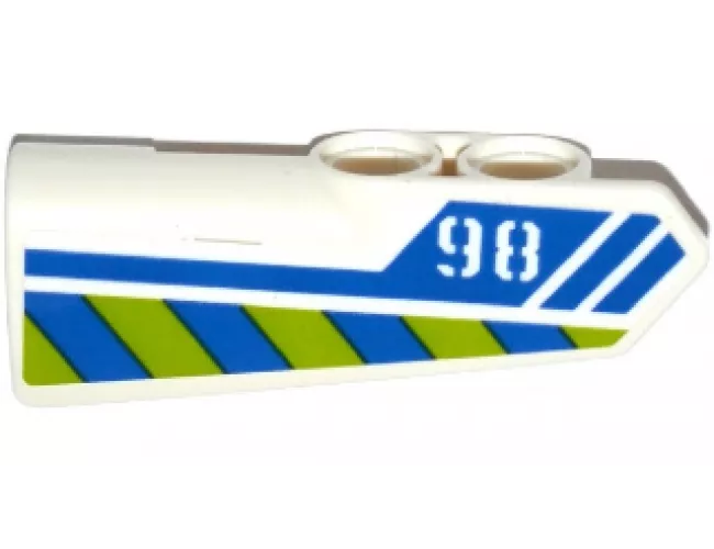 Technic, Panel Fairing #21 Very Small Smooth, Side B with '98', Blue Line and Blue and Lime Danger Stripes Pattern (Sticker) - Set 42047