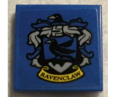 Tile 2 x 2 with HP 'RAVENCLAW' House Crest on Blue Background Pattern (Sticker) - Set 75956