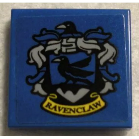 Tile 2 x 2 with HP 'RAVENCLAW' House Crest on Blue Background Pattern (Sticker) - Set 75956