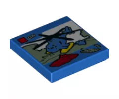 Tile 2 x 2 with Lego Helicopter and 'CITY' Set Box Pattern