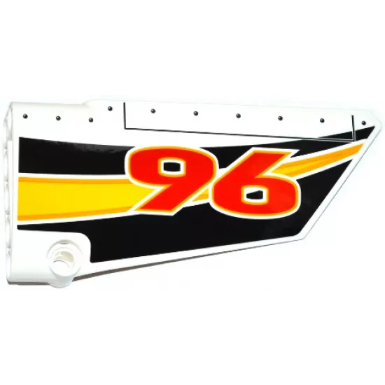 Technic, Panel Fairing #18 Large Smooth, Side B with Red '96' and Yellow, Orange and White Stripes on Black Background Pattern (Sticker) - Set 42044