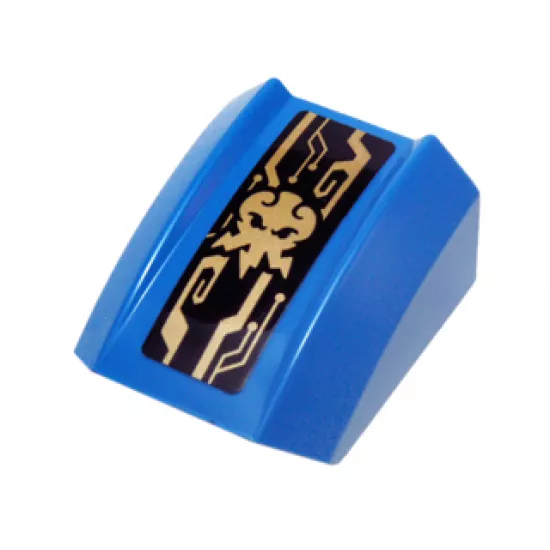 Slope, Curved 2 x 2 Lip with Gold Jay Symbol and Mechanical Lines Pattern (Sticker) - Set 70736