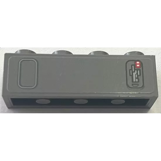 Brick 1 x 4 with Light Bluish Gray Box and Control Panel with Red and White Dots on Dark Bluish Gray Background Pattern (Sticker) - Set 75103