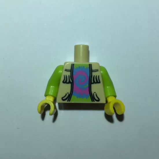 Torso Vest with Fringe over Lime Top with Pink and Blue Swirl Pattern / Lime Arms / Yellow Hands