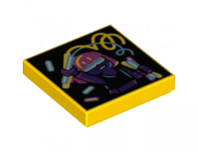 Tile 2 x 2 with BeatBit Album Cover - Dark Purple Girl with Glowsticks Pattern