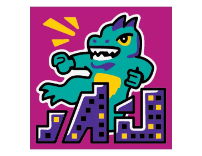 Tile 2 x 2 with BeatBit Album Cover - Dragon Monster Rampaging City Pattern