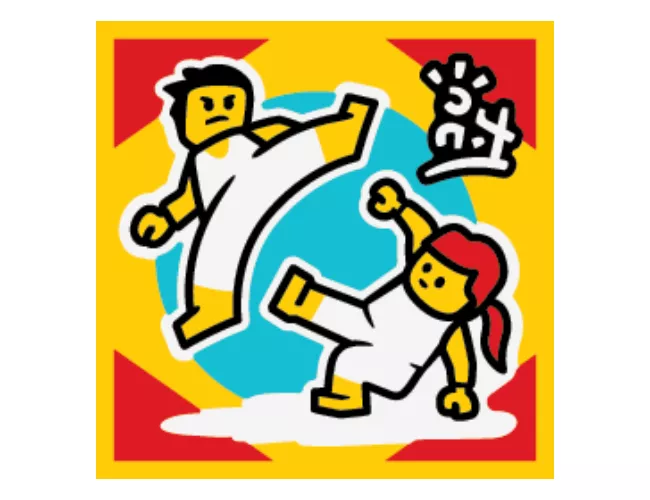 Tile 2 x 2 with BeatBit Album Cover - Two Minifigures Dancing Capoeira Pattern