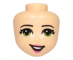 Mini Doll, Head Friends with Olive Green Eyes, Dark Pink Lips and Open Mouth Pattern