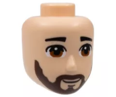 Mini Doll, Head Friends Male Large with Black Eyebrows, Dark Orange Eyes, Dark Brown Beard Pattern