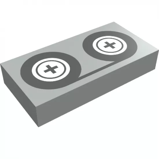 Tile 1 x 2 with Black Tape Reels Pattern