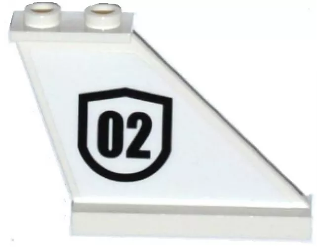 Tail 4 x 1 x 3 with Black '02' Badge Outlined Pattern on Right Side (Sticker) - Set 60129