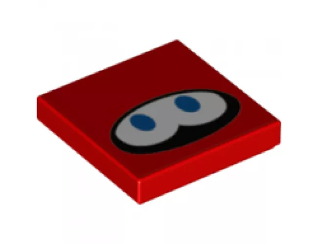 Tile 2 x 2 with White Eyes with Blue Pupils on Black Oval Pattern (Super Mario Huckit Crab Face)