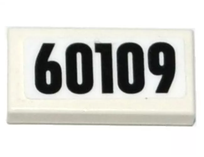 Tile 1 x 2 with Black '60109' Pattern (Sticker) - Set 60109