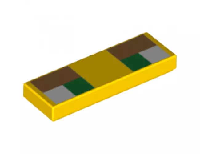 Tile 1 x 3 with Green Pupils and Medium Nougat Eyebrows Pattern (Ocelot)