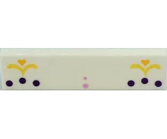 Tile 1 x 4 with Hearts, Flowers and Bright Pink and Dark Purple Dots Pattern (BrickHeadz La Catrina Forehead)