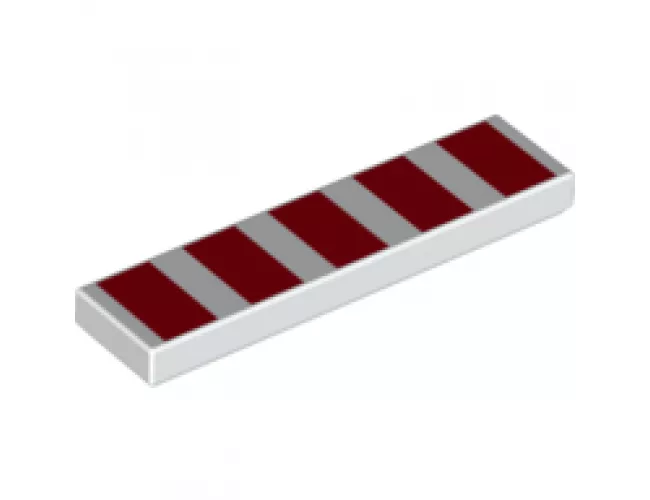 Tile 1 x 4 with 5 Red Wide Stripes Pattern