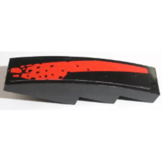 Slope, Curved 4 x 1 with Red Interrupted Stripe Pattern Model Right Side (Sticker) - Set 8864