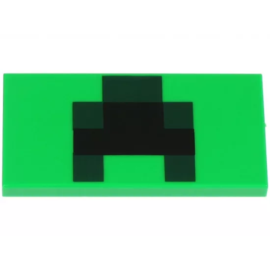 Tile 2 x 4 with Black and Dark Green Squares Pattern (Creeper Mouth)