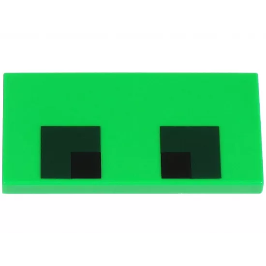 Tile 2 x 4 with Two Black and Dark Green Squares Pattern (Creeper Eyes)