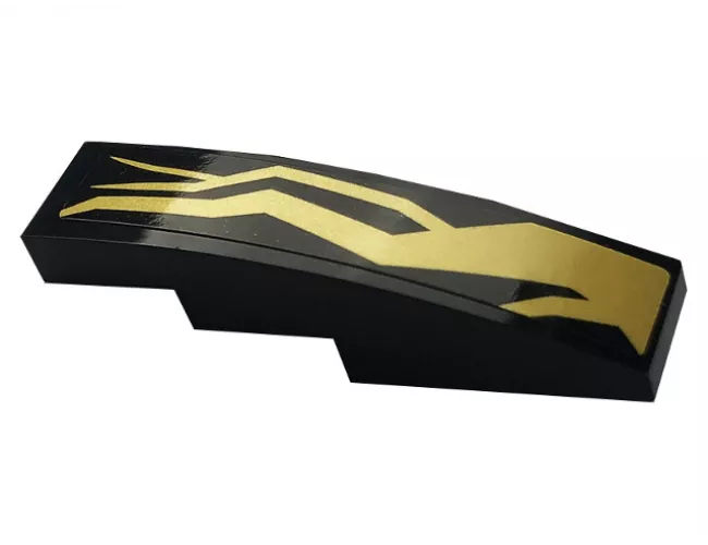 Slope, Curved 4 x 1 with Gold Lightning Energy Pattern Model Right Side (Sticker) - Set 70666
