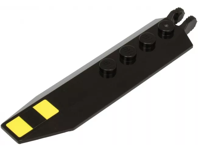 Hinge Plate 1 x 8 with Angled Side Extensions, Squared Plate Underside with 2 Bright Light Yellow Stripes Pattern (Sticker) - Set 60274