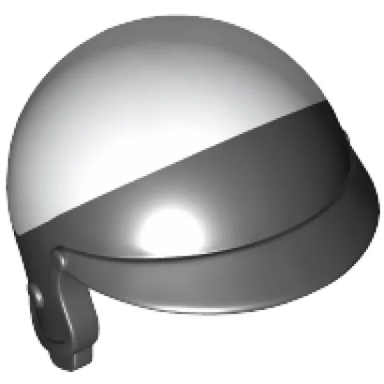 Minifigure, Headgear Helmet Motorcycle Open Face, with Visor and White Top Pattern