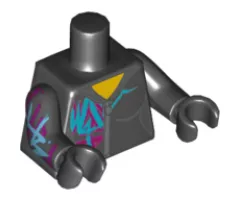Torso Female Outline, Zipper, Magenta and Medium Azure Marking Pattern / Black Arm Left / Black Arm Right with Magenta and Medium Azure Marking / Black Hands