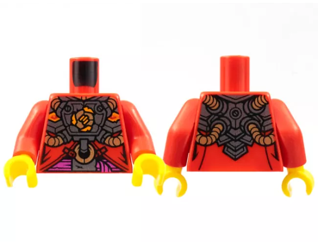 Torso Robe, Silver Armor with Gold Hoses, Magenta Sash Pattern / Red Arms / Yellow Hands