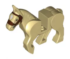 Horse, Movable Legs with Black Eyes, White Pupils, Reddish Brown Bridle and White Blaze Pattern