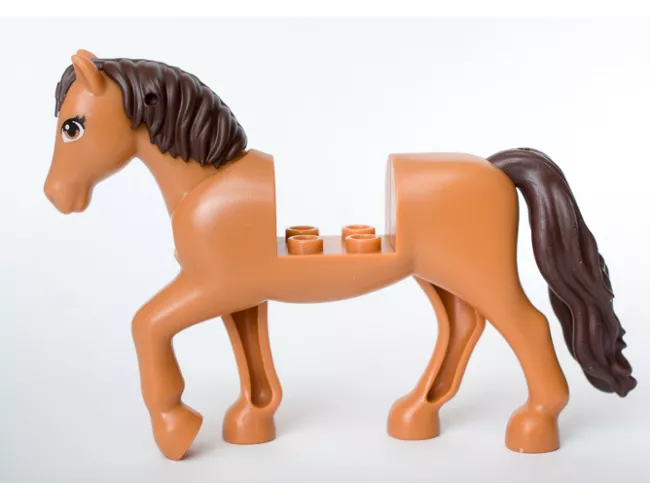 Horse with 2 x 2 Cutout and Movable Neck with Molded Dark Brown Tail and Mane, Printed Eyes Pattern