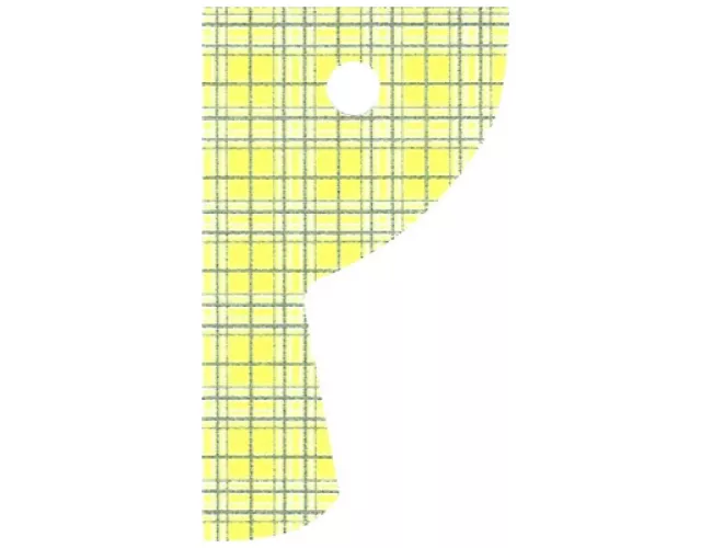 Cloth Curtain Right with Bright Light Yellow and Sand Blue Plaid Pattern - Traditional Starched Fabric