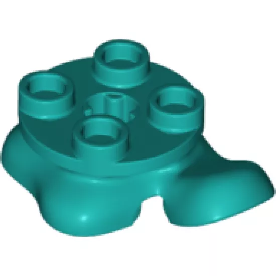 Legs with Plate Round 2 x 2 and Axle Hole - 2 Feet, 1 Raised