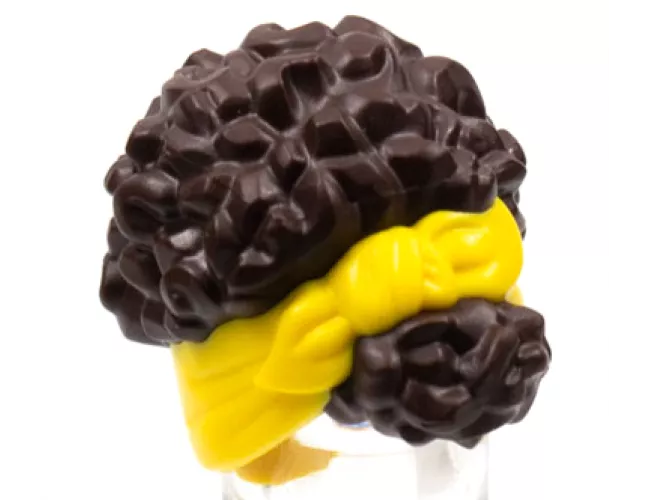 Mini Doll, Hair Coiled, Pulled Up with Yellow Head Wrap Pattern
