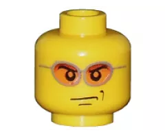 Minifigure, Head Glasses with Orange Sunglasses and Smirk Pattern