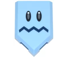 Tile, Modified 2 x 3 Pentagonal with Black Eyes and Dark Blue Zigzag Pattern (Freezie Face)