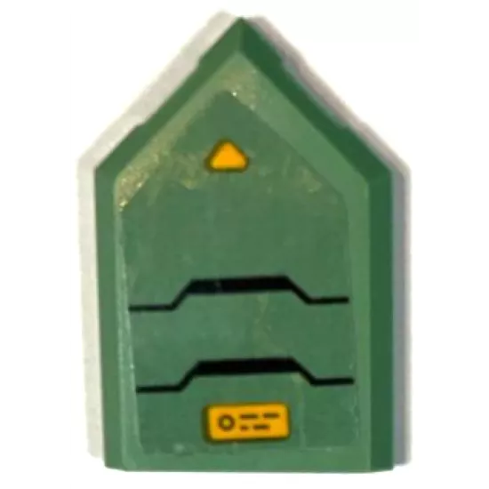 Tile, Modified 2 x 3 Pentagonal with Armor Plates with Black Outlines, Bright Light Orange Triangle and Rectangle with Lines Pattern Model Right Side (Sticker) - Set 71750