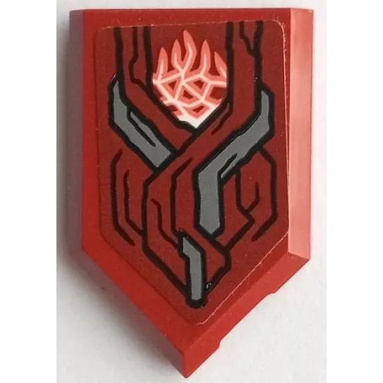 Tile, Modified 2 x 3 Pentagonal with Armor with Black Outlines, Dark Bluish Gray Highlights, White and Coral Cosmic Energy Pattern (Sticker) - Set 76155