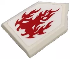 Tile, Modified 2 x 3 Pentagonal with Red Flames Pattern (Sticker) - Set 70679